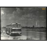 Ikarus 66, a legendás GF 100-as rendszámú korai "0 szériás" prototípus,  autóbusz, magyar rendszám, 503-as próbarendszám, busz, jármű, közlekedés, 1950-es évek, Eredeti ritka fotó, papírkép.