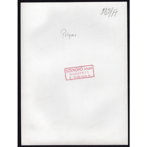 Nagyobb méret, Szendrő István fotóművészeti alkotása. Hölgy polgári népviseletben, Polgár, Jász-Nagykun-Szolnok megye, néprajz, helytörténet, 1930-as évek. Eredeti, pecséttel jelzett fotó, papírkép, A