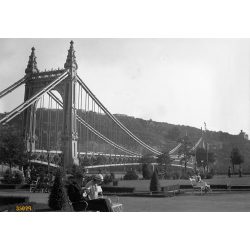   Belváros, Budapest, Erzsébet híd a Gellért-heggyel, Március 15. tér, helytörténet, 1930-as évek.  Eredeti részletgazdag fotó negatív!  