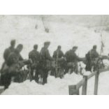 Magyar kerékpáros katonai alakulat a havas Kárpátokban, Kárpátalja, Verecke, 2. világháború, jármű, egyenruha, 1944, 1940-es évek, Eredeti fotó, papírkép.