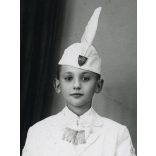 Borgula műterem, Szekszárd, iskolás fiú ünneplő ruhában, elsőáldozó (?), vallás, egyház, helytörténet, 1945, 1940-es évek, Eredeti fotó, papírkép. 