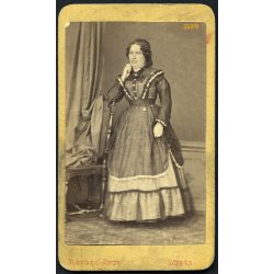   Ravasz műterem, Lippa, Erdély, elegáns hölgy portréja, 1880-as évek, Eredeti CDV, vizitkártya fotó.   