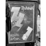 Stühmer csokoládé reklám a villamos oldalán, Budapest, jármű, közlekedés, plakát, 1930-as évek.  Eredeti fotó negatív!      