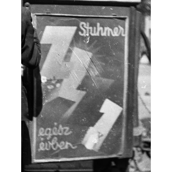 Stühmer csokoládé reklám a villamos oldalán, Budapest, jármű, közlekedés, plakát, 1930-as évek.  Eredeti fotó negatív!      