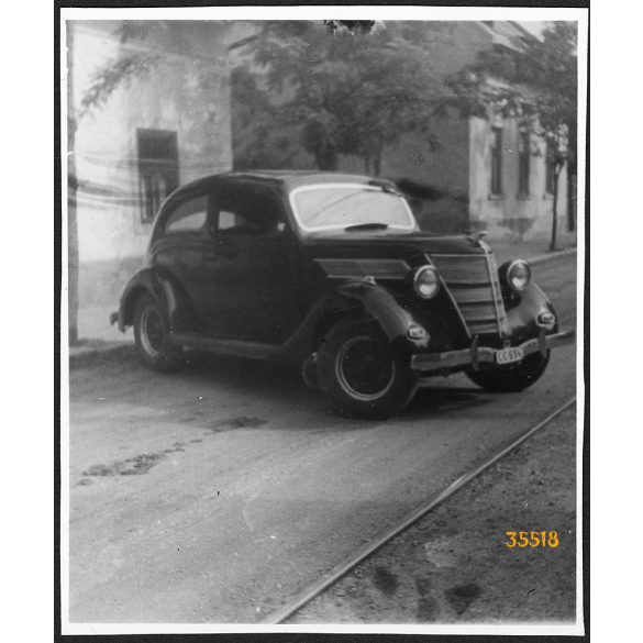 FORD V8 Model 60 kupé magyar rendszámmal, jármű, közlekedés, 1950-es évek, Eredeti fotó, papírkép. 
