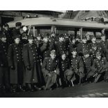 A hadapród tanfolyam látogatása a Hangya telepeken, Budapest, magyar katonák egyenruhában, Szalay Sándor, 2. világháború, 1940, 1940-es évek, Eredeti fotó, hátulján feliratozott, névvel ellátott papír