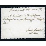 A hadapród tanfolyam látogatása a Hangya telepeken, Budapest, magyar katonák egyenruhában, Szalay Sándor, 2. világháború, 1940, 1940-es évek, Eredeti fotó, hátulján feliratozott, névvel ellátott papír