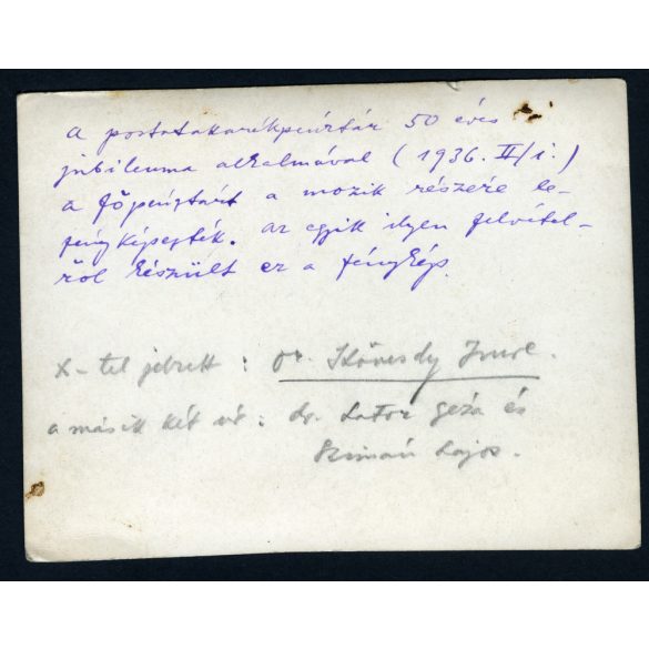 A Magyar Királyi Postatakarékpénztár 50 éves jubileuma alkalmával a főpénztárt a mozik részére lefényképezték. Budapest, 1936, 1930-as évek. Eredeti fotó, hátulján feliratozott papírkép.  
