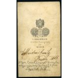 L'Angerer műterem, Bécs, Ausztria, Meitner Emil későbbi ügyvéd portréja, Büchlbauer család, magyaros ruha, 1860-as évek, Eredeti CDV, feliratozott vizitkártya fotó.   méret megközelítőleg (centiméterb