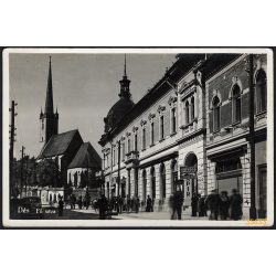   Hungária Hotel, Dés, Erdély, Fő utca, Berger Adolf papírkereskedése, város, 2. világháború, helytörténet, 1943, 1940-es évek, Eredeti képeslap fotó, papírkép.   