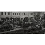 Fő tér, Máramarossziget, Erdély, üzlet, kirakat, város, közlekedés, 2. világháború, helytörténet, 1943, 1940-es évek, Eredeti képeslap fotó, papírkép. 