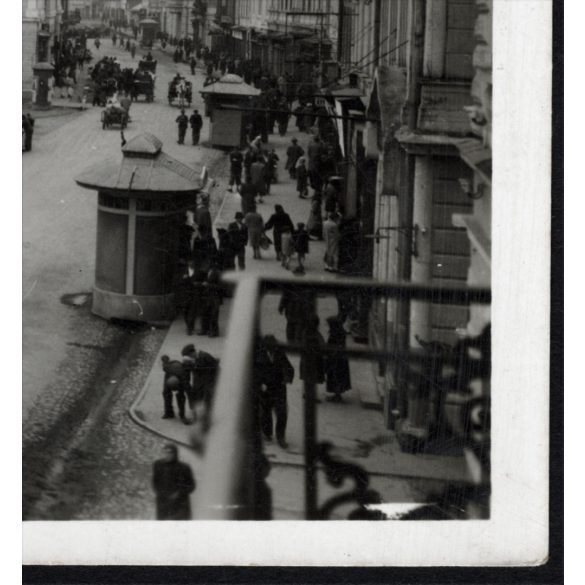 Fő tér, Máramarossziget, Erdély, üzlet, kirakat, város, közlekedés, 2. világháború, helytörténet, 1943, 1940-es évek, Eredeti képeslap fotó, papírkép. 