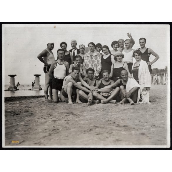 Balaton, Siófok, családi nyaralás, fürdőruha, strand, helytörténet, 1929. június 16. 1920-as évek, Eredeti fotó, papírkép. 