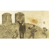 Rongyos Gárda ismeretlen alakulata, fehérterror, civil katona, fegyver, egyenruha, 1. világháború, 1910-es évek, Eredeti fotó, papírkép, felső széle foltos.  