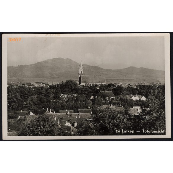 Beszterce látképe, Erdély, Besztercei evangélikus templom, 2. világháború helytörténet, 1943, 1940-es évek, Eredeti képeslapfotó, papírkép.   