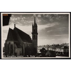   Beszterce, Erdély, Evangélikus templom, 2. világháború, város, helytörténet, 1943, 1940-es évek, Eredeti képeslapfotó, papírkép.  