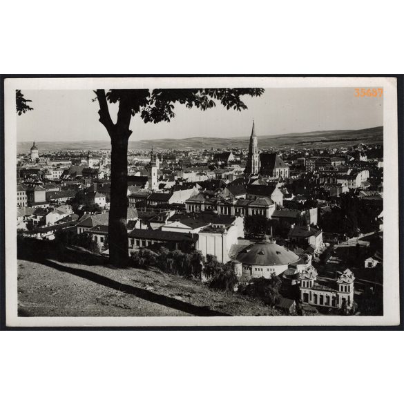 Kolozsvár, Erdély, látkép a Fellegvárról, város, 2. világháború, helytörténet, 1943, 1940-es évek, Eredeti képeslapfotó, papírkép.   