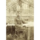 Magyar (K.u.K.) katona a lugasban, szakaszvezető, gépkocsivezető, egyenruha, 1. világháború, 1910-es évek, Eredeti fotó, papírkép.   