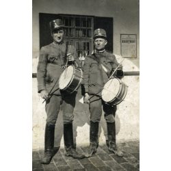   Kisbírók dobokkal, egyenruha, 1930-as évek, Eredeti fotó, papírkép. 