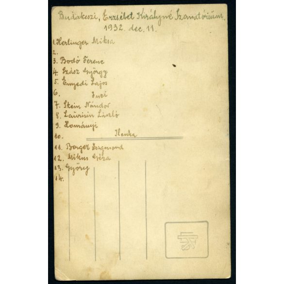 Erzsébet Királyné Szanatórium, Budakeszi, csoportkép ápolónőkkel, hátoldalon a szereplők neveivel, helytörténet, 1932, 1930-as évek, Eredeti fotó, papírkép. 