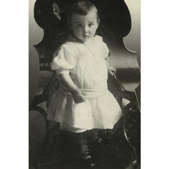 Babar műterem, Torda, Erdély,  kislány portréja, 1900-as évek, Eredeti nagyméretű (!) kabinetfotó.  