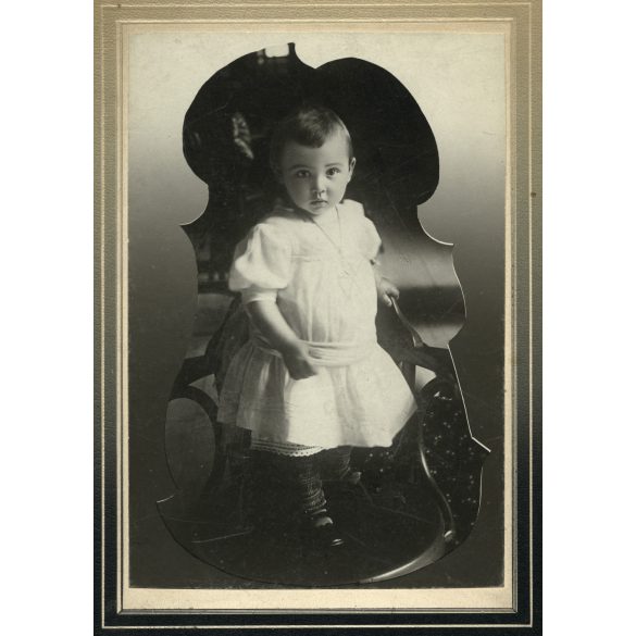 Babar műterem, Torda, Erdély,  kislány portréja, 1900-as évek, Eredeti nagyméretű (!) kabinetfotó.  