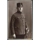 Babai műterem, Kőszeg, magyar katona egyenruhában, karddal, érdemrendekkel, Vas megye, helytörténet, 1929, 1920-as évek, Eredeti fotó, papírkép.  