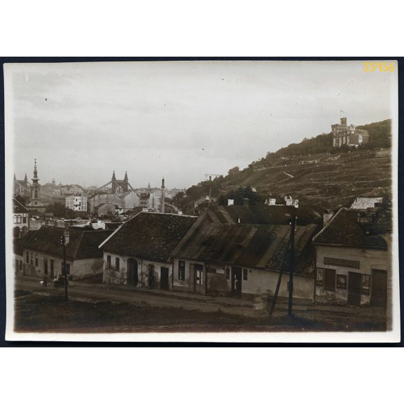 Pozor Mátyás hentesüzlete, Tabán, Budapest, Kereszt tér 15, kirakatok, Erzsébet híd, helytörténet, 1929. VIII. 20, 1920-as évek, Eredeti fotó, papírkép. 