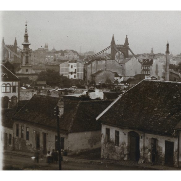 Pozor Mátyás hentesüzlete, Tabán, Budapest, Kereszt tér 15, kirakatok, Erzsébet híd, helytörténet, 1929. VIII. 20, 1920-as évek, Eredeti fotó, papírkép. 