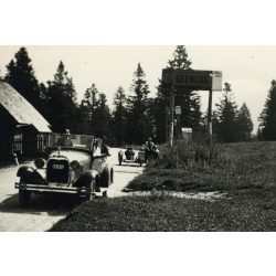   Utazás magyar rendszámú Ford A modell Tourer gépkocsin, Ausztria, Mariazell, Seeberg, jármű, közlekedés, 1936, 1930-as évek, Eredeti fotó, papírkép, sarka gyűrött.  