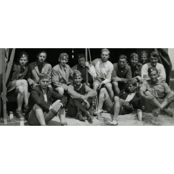 Cserkészek (leventék?), III. szakasz I. raj, sátor, puska, egyenruha, 1930-as évek, Eredeti fotó, papírkép!  