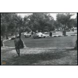 Autóverseny a Népligetben, Budapest, Mercedes 220 SE kabrió, jármű, közlekedés, 1960-as évek, Eredeti fotó, papírkép.  