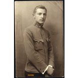 Magyar katona, Kovács B. Károly portréja, egyenruha, 1. világháború, 1917, 1910-es évek, Eredeti fotó, papírkép, felső sarkán törésnyom. 