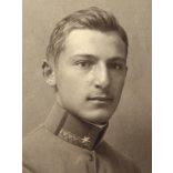 Magyar katona, Kovács B. Károly portréja, egyenruha, 1. világháború, 1917, 1910-es évek, Eredeti fotó, papírkép, felső sarkán törésnyom. 