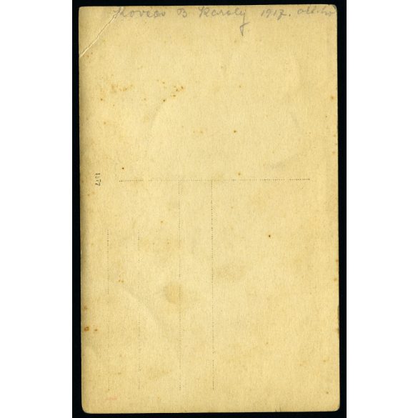 Magyar katona, Kovács B. Károly portréja, egyenruha, 1. világháború, 1917, 1910-es évek, Eredeti fotó, papírkép, felső sarkán törésnyom. 
