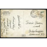 Nemzetközi Vásár, Budapest, Városliget, náci horogkeresztes német zászló szovjet jelképpel, 2. világháború, 1941, 1940-es évek, Eredeti képeslap fotó, papírkép. Magyar Filmiroda terjesztése. 