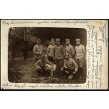 Magyar katonák a táborban bárányokkal, Belgrád, Tábori Posta pecséttel, Szinte László lapja, egyenruha, 1. világháború, 1916. március 24., 1910-es évek, Eredeti fotó, papírkép hátoldalán gyönyörű írás