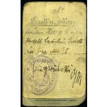 Singer műterem, Újvidék, Vajdaság, magyar katona, Szinte László kadét legitimációs kártyája, 1914, 1910-es évek, Eredeti CDV, vizitkártya fotó, hátulján péterváradi K.u.K. pecsét, aláírás, sarka kopot