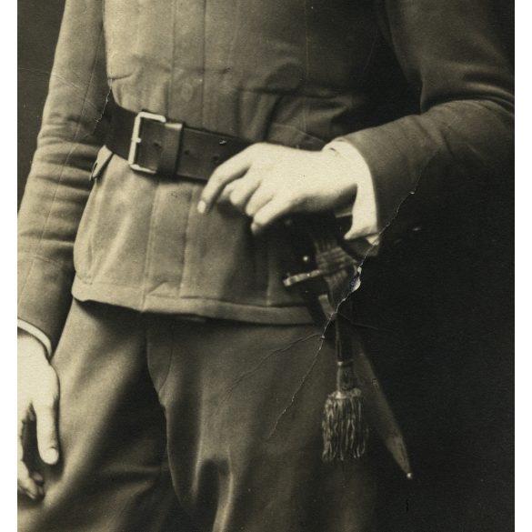 Várnai műterem, Eszék (Osijek), Vajdaság, Szinte László magyar katona egyenruhában, 1. világháború, monarchia, 1910-es évek, Eredeti fotó, papírkép.  