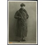 Bajuszos úr magyaros irhabundában, kucsma, télikabát, Szerencs, Borsod-Abaúj-Zemplén megye, helytörténet, Horthy-korszak, 1932. március 18., 1930-as évek, Eredeti fotó, papírkép.   