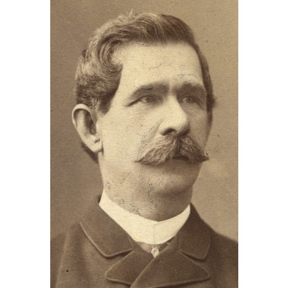 Veress műterem, Kolozsvár, Erdély,  elegáns bajuszos úr portréja, 1880-as évek, Eredeti CDV, vizitkártya fotó. 