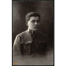   Szigeti műterem, Rákospalota, magyar katona egyenruhában, Szoma (?) Vilmos portréja, Horthy-korszak, helytörténet, Pest megye, 1919. január 3., 1910-es évek, Eredeti fotó, papírkép.   