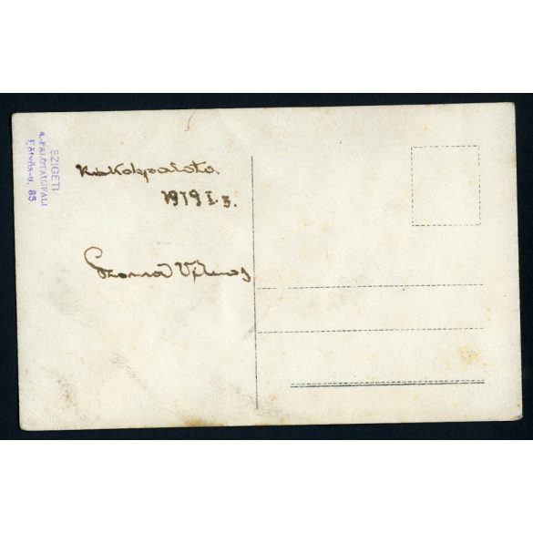 Szigeti műterem, Rákospalota, magyar katona egyenruhában, Szoma (?) Vilmos portréja, Horthy-korszak, helytörténet, Pest megye, 1919. január 3., 1910-es évek, Eredeti fotó, papírkép.   