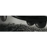 Ünnepi vásár, Cegléd, fiatal pár műtermi repülőgépben, kommunizmus, helytörténet, Pest megye, 1952. augusztus 20., 1950-es évek, Eredeti fotó, papírkép.  