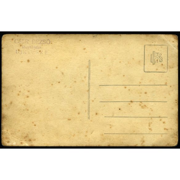 Cser műterem, Újkécske (Tiszakécske), nagycsalád 5 gyerekkel ünneplőben, monarchia, Bács-Kiskun megye, helytörténet, 1910-es évek, Eredeti fotó, papírkép, felső sarkán törésnyom.  