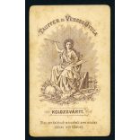 Tauffer és Veress Gyula műterem, Kolozsvár, Erdély,  elegáns fiatal férfi nyakkendőben, 1880-as évek, Eredeti CDV, vizitkártya fotó, gyönyörű hátlappal.   