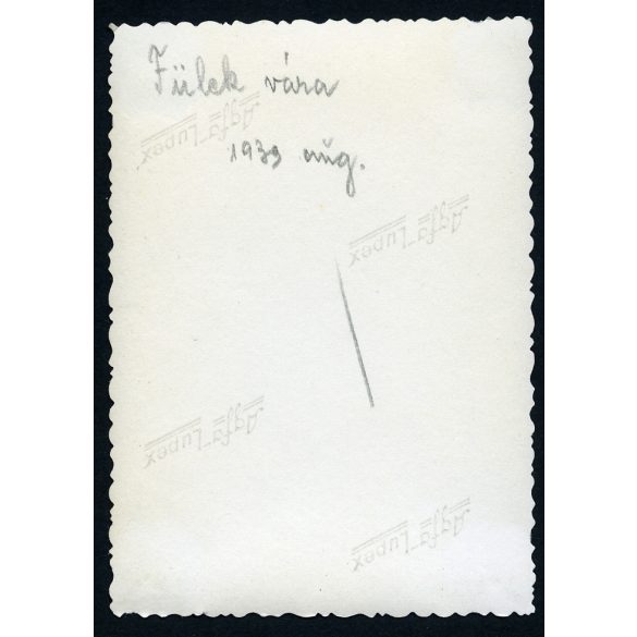 Kirándulók a várnál, Fülek, Felvidék, utcakép, helytörténet, 2. világháború, Horthy-korszak, 1939, 1930-as évek, Eredeti fotó, papírkép.