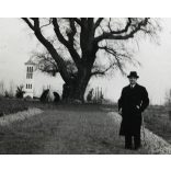 Rákóczi-szilfája, Balatonakarattya, elegáns úr kalapban, Akarattya, helytörténet, Veszprém megye, Horthy-korszak, 1939, 1930-as évek, helytörténet. Eredeti fotó, papírkép, hátulján ragasztásnyomok.   