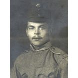 Ismeretlen műterem, magyar katona egyenruhában, sapkajelvény, 1. világháború, bajusz, monarchia, 1910-es évek, Eredeti CDV, vizitkártya fotó.  