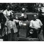 Steyr diesel teherautó munkásokkal, Inota, Várpalota, jármű, közlekedés, kommunizmus, helytörténet, Fejér megye, 1950-es évek. Eredeti fotó, papírkép.   